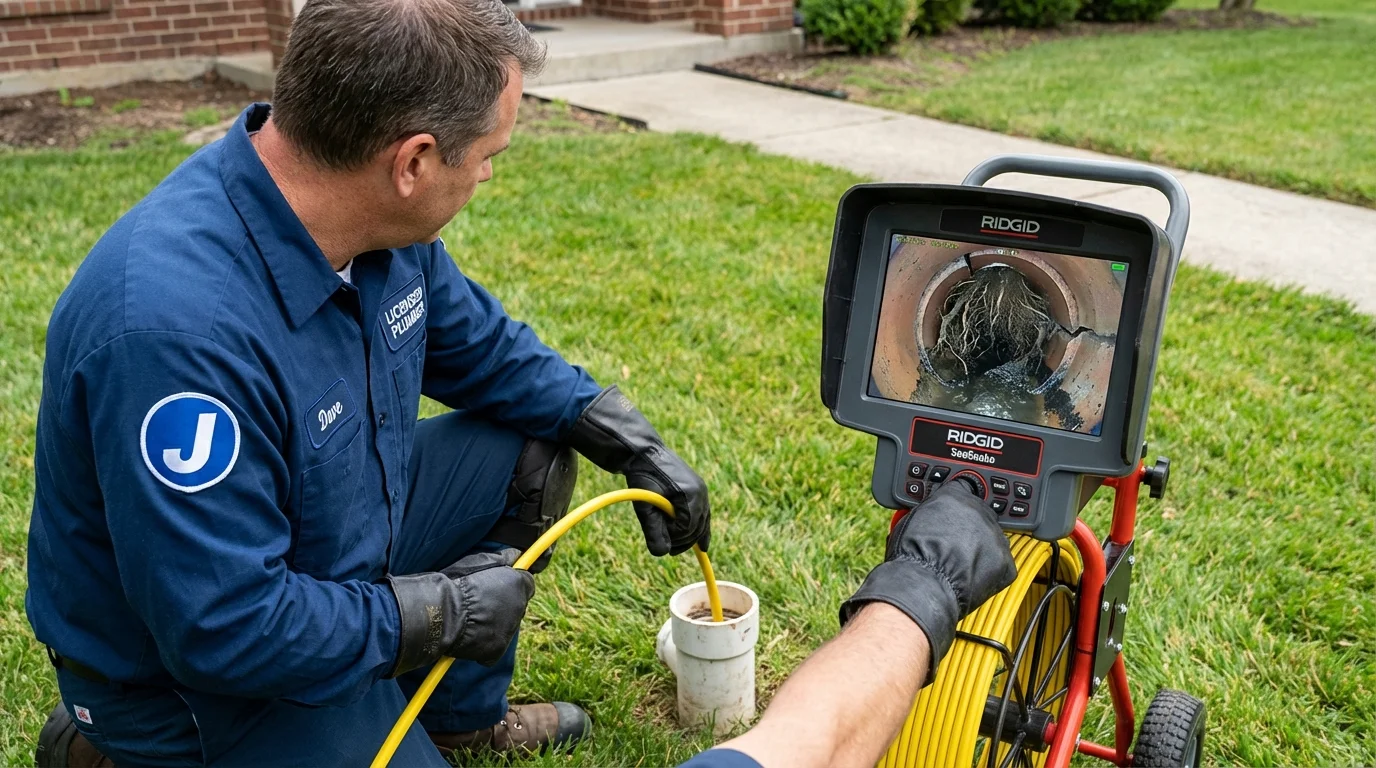 Sewer camera inspection being performed by Johns Plumbing LLC in Acton